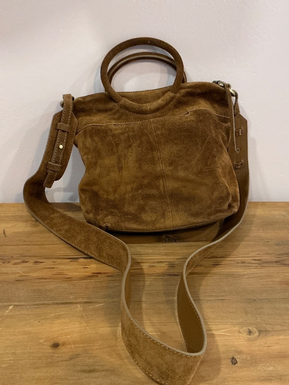 HOBO Maggie Carmel suede crossbody bag - Picture 2 of 3